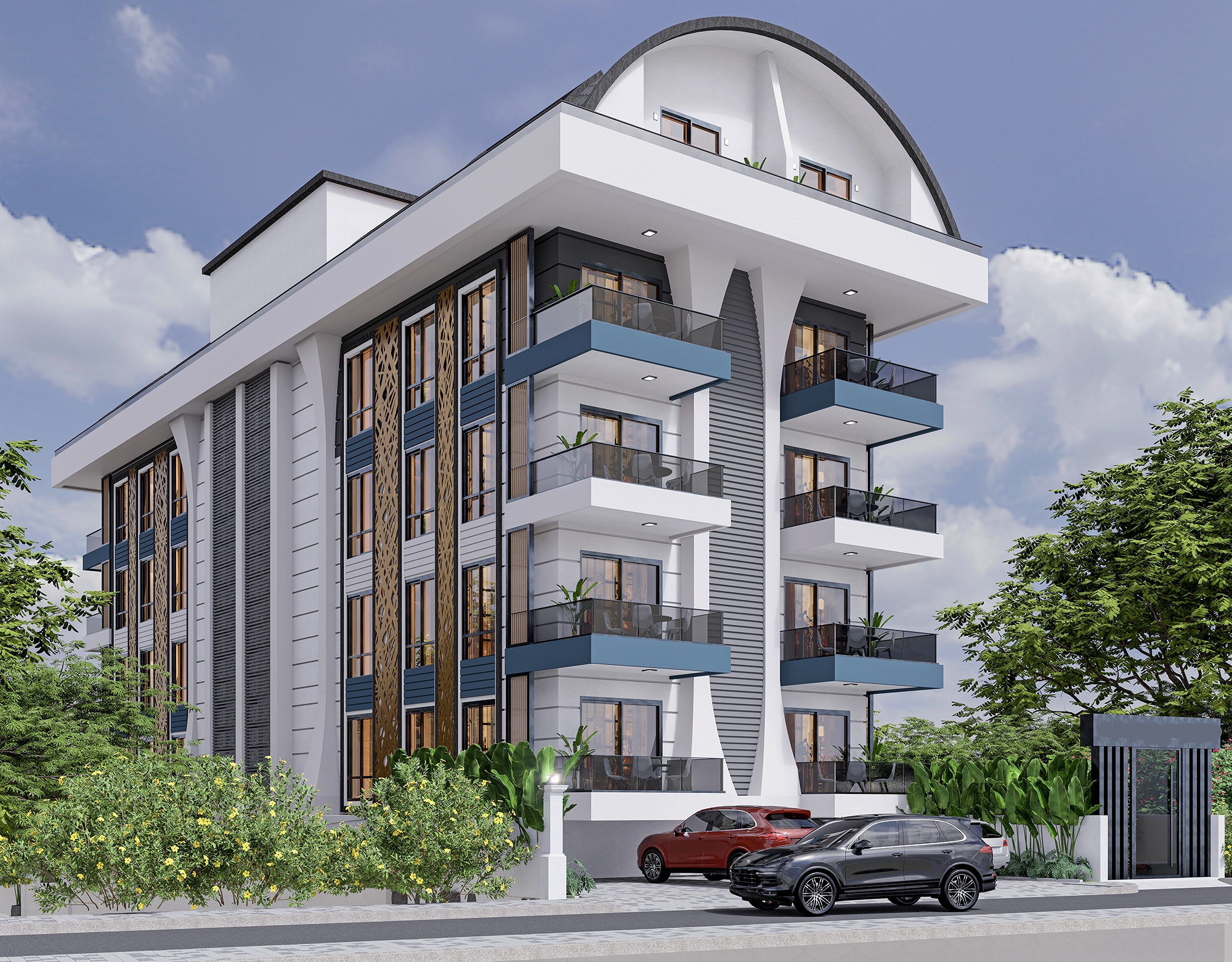Luksuriøs 2+1 Lejlighed med Slot og Bjergudsigt, Alanya Centrum