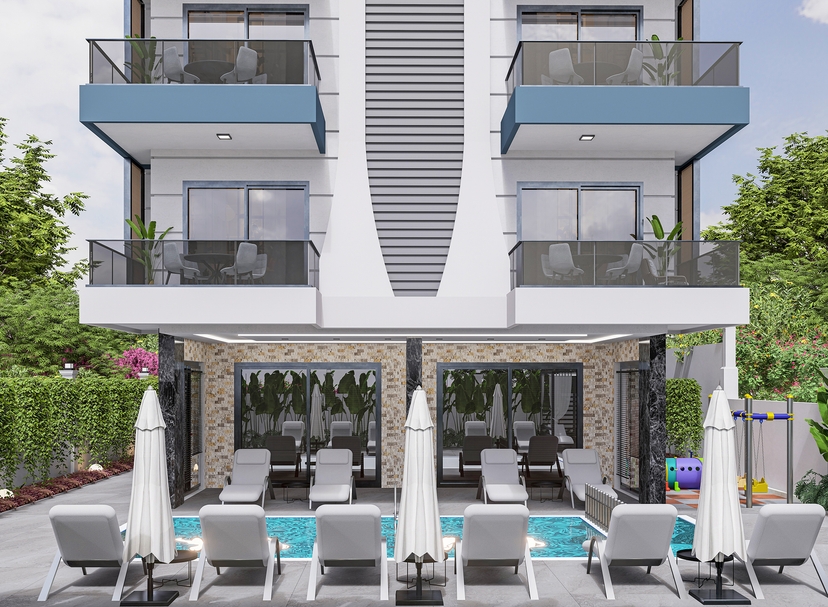 Luksuriøs 2+1 Lejlighed med Slot og Bjergudsigt, Alanya Centrum