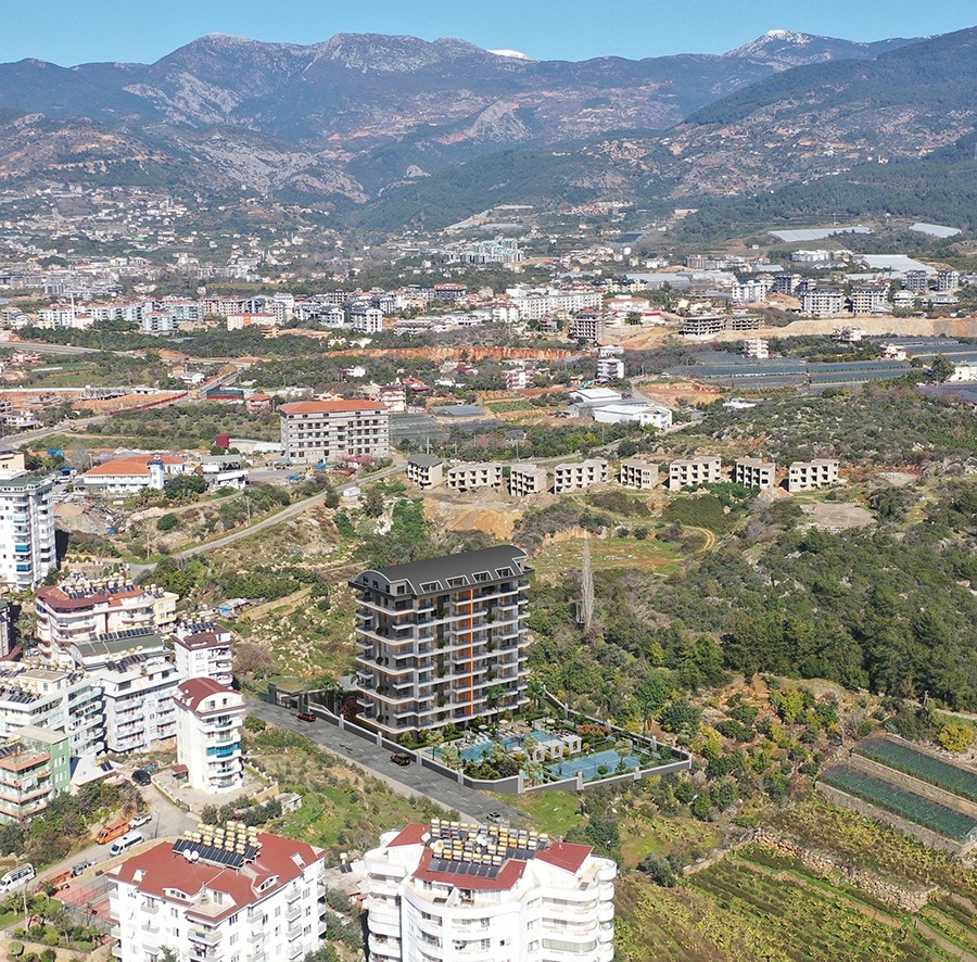 Ylellinen 1+1 huoneisto meri- ja linnoitusnäköalalla, Alanya - Tosmur