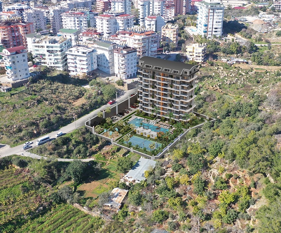 Ylellinen 1+1 huoneisto meri- ja linnoitusnäköalalla, Alanya - Tosmur