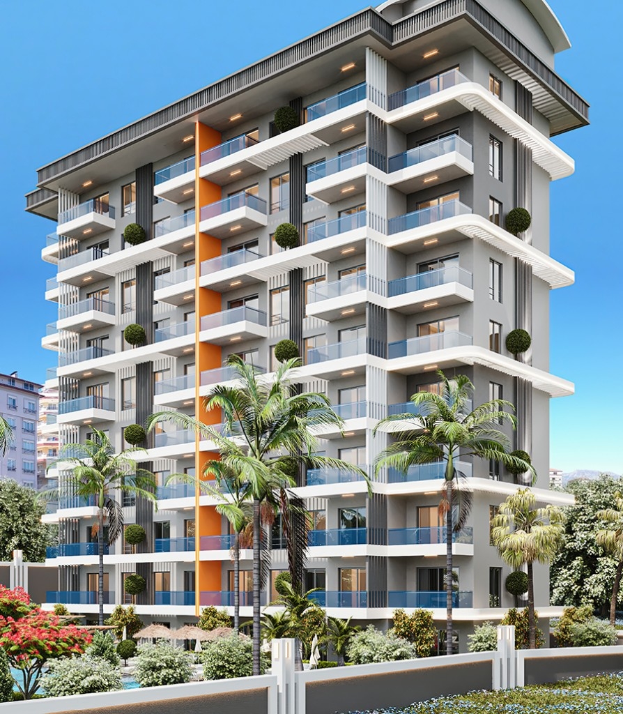 Ylellinen 1+1 huoneisto meri- ja linnoitusnäköalalla, Alanya - Tosmur