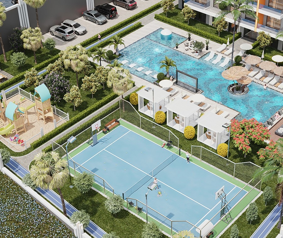 Ylellinen 1+1 huoneisto meri- ja linnoitusnäköalalla, Alanya - Tosmur
