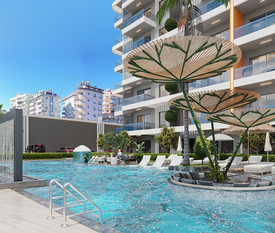 Ylellinen 1+1 huoneisto meri- ja linnoitusnäköalalla, Alanya - Tosmur