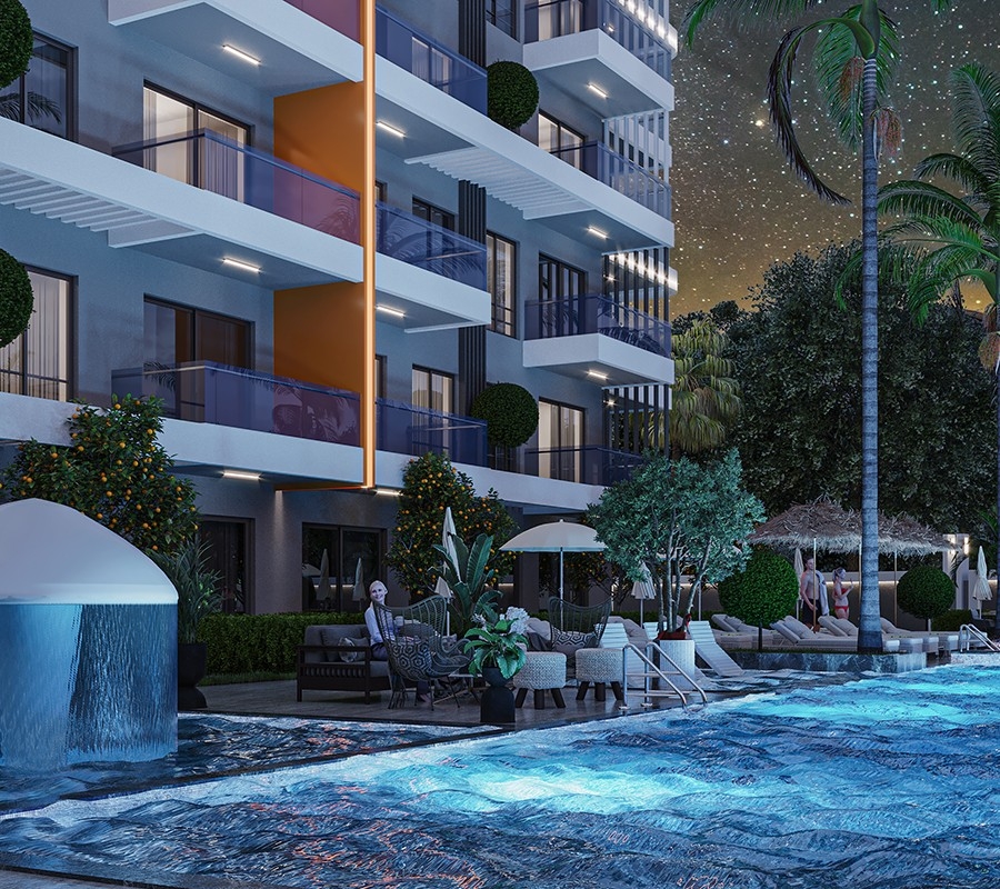 Ylellinen 1+1 huoneisto meri- ja linnoitusnäköalalla, Alanya - Tosmur