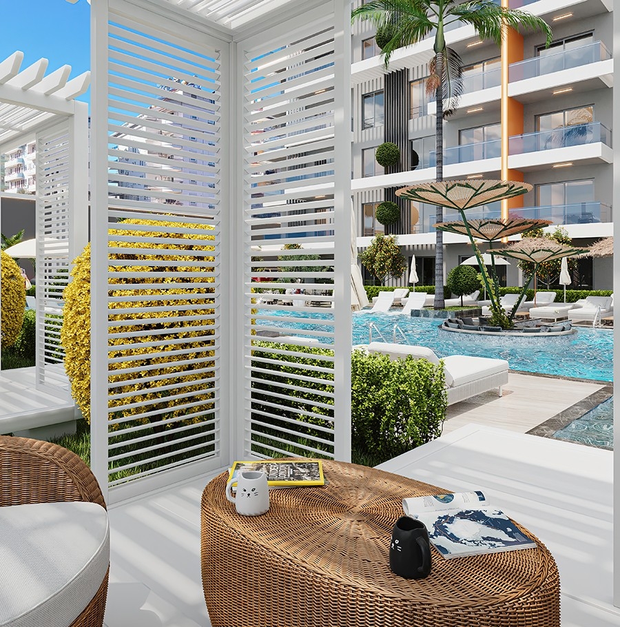 Ylellinen 1+1 huoneisto meri- ja linnoitusnäköalalla, Alanya - Tosmur