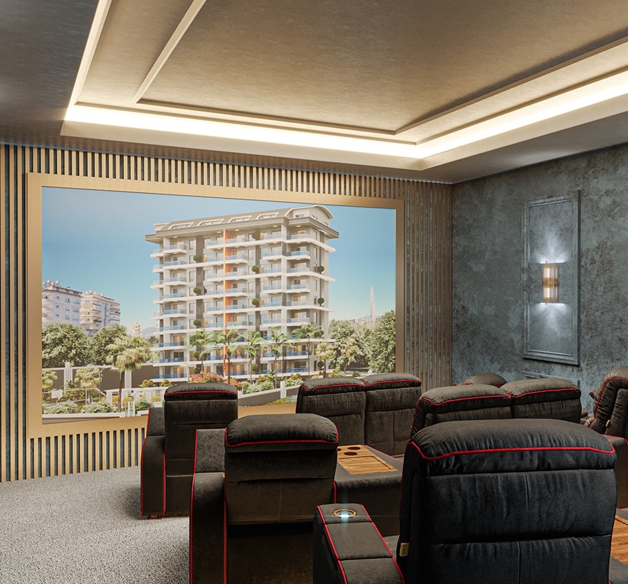 Ylellinen 1+1 huoneisto meri- ja linnoitusnäköalalla, Alanya - Tosmur