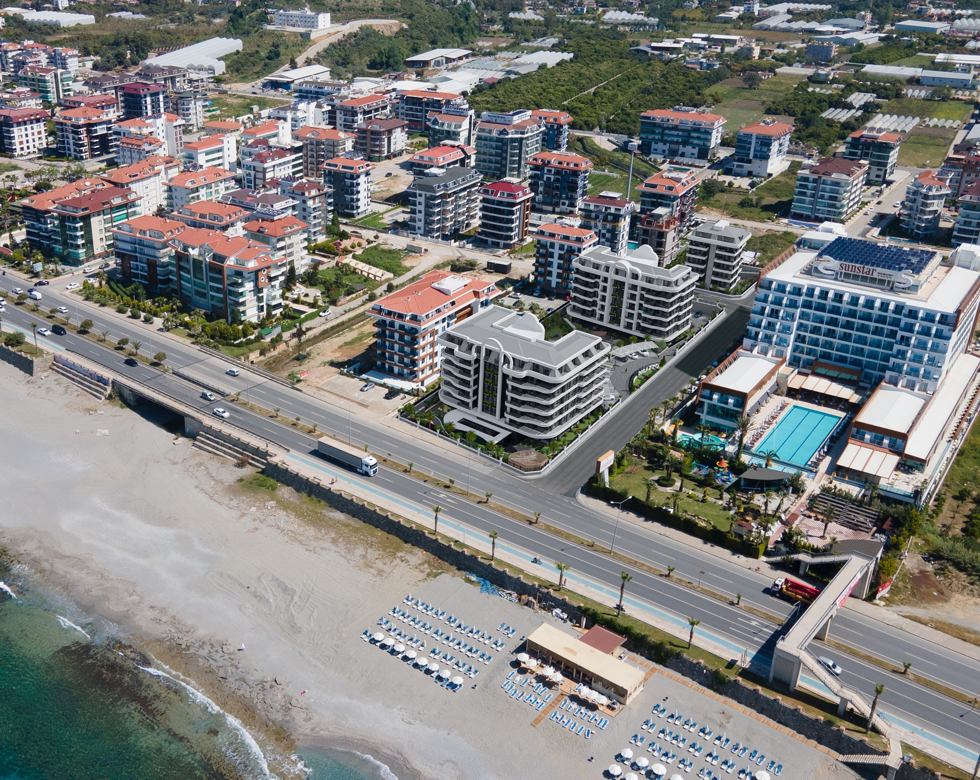 Luxury 1+1 Apartment with Sea and Castle Views, Alanya - Kestel