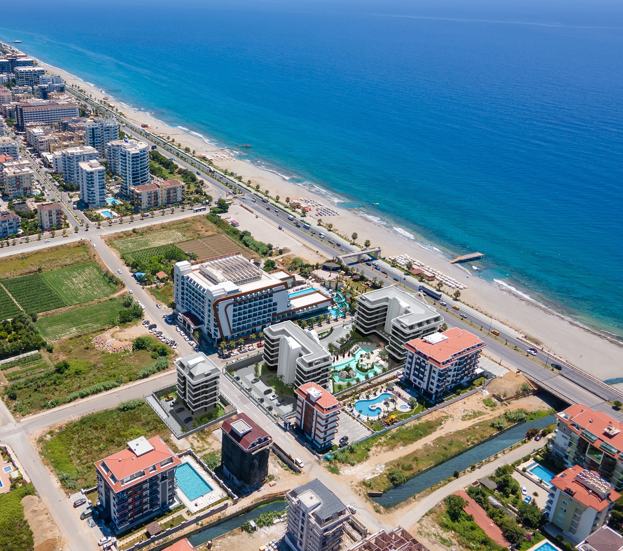 Luxury 1+1 Apartment with Sea and Castle Views, Alanya - Kestel