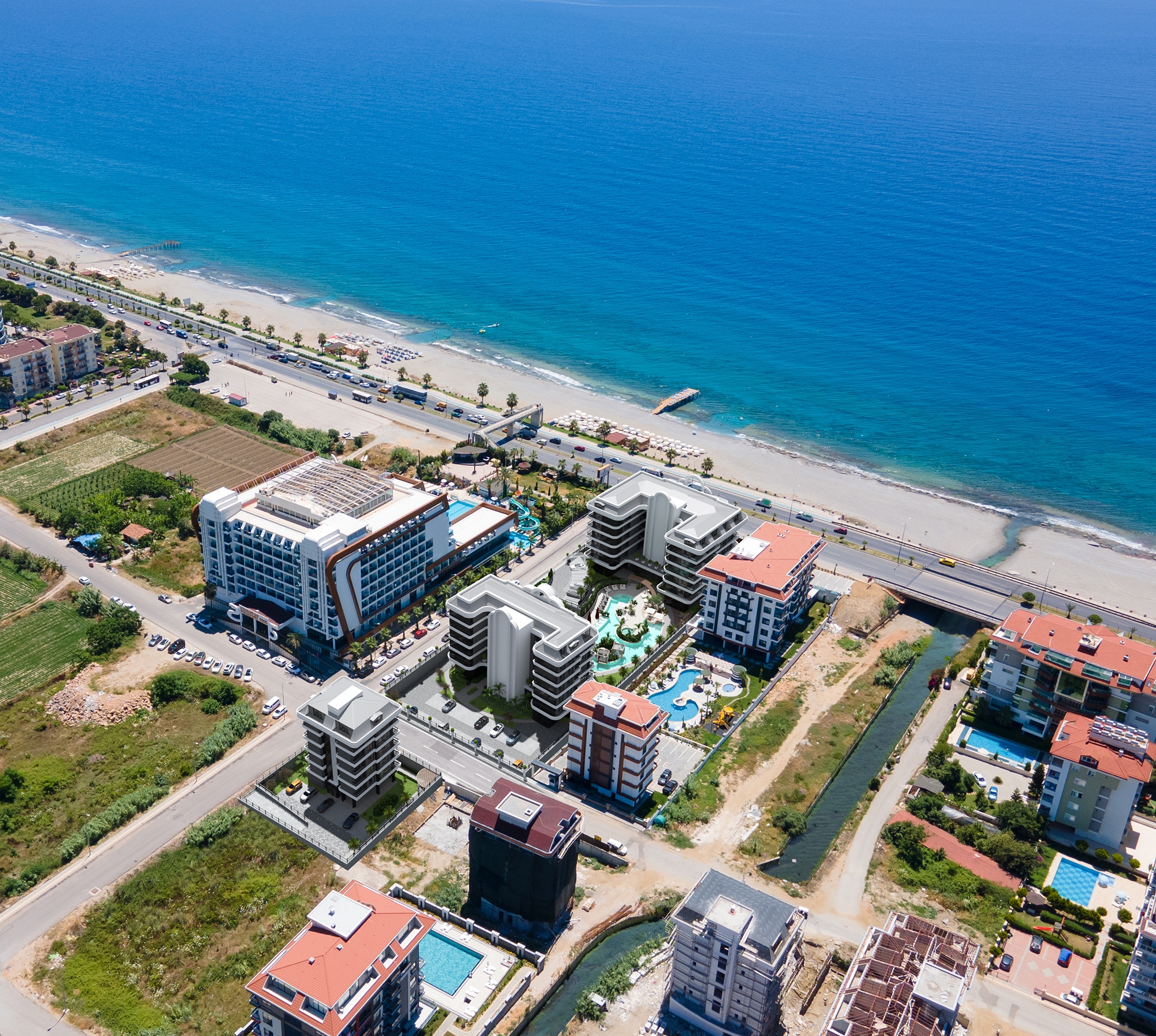 Luxury 1+1 Apartment with Sea and Castle Views, Alanya - Kestel