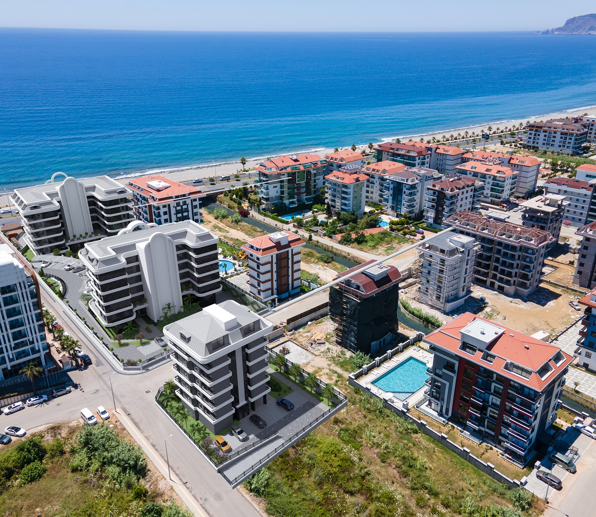 Luxury 1+1 Apartment with Sea and Castle Views, Alanya - Kestel