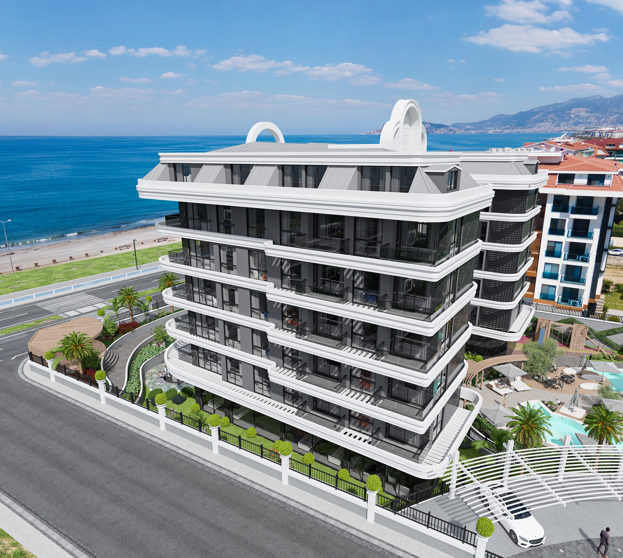Luxury 1+1 Apartment with Sea and Castle Views, Alanya - Kestel