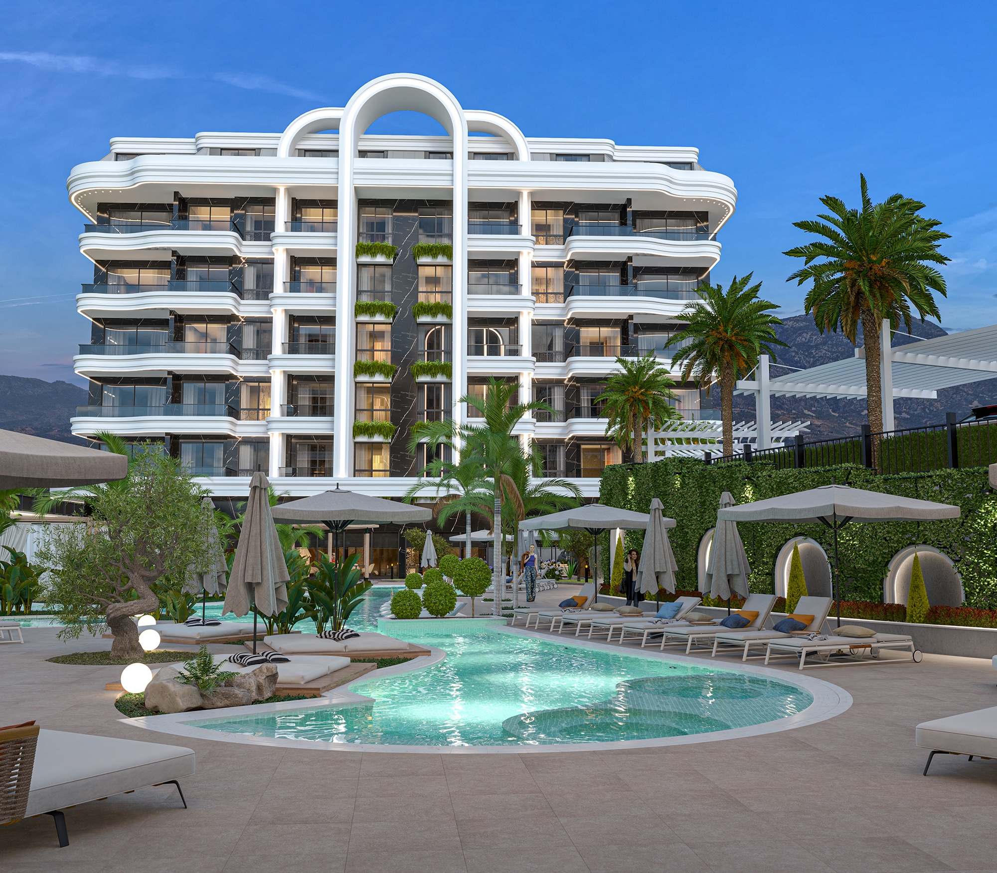 Luxury 1+1 Apartment with Sea and Castle Views, Alanya - Kestel