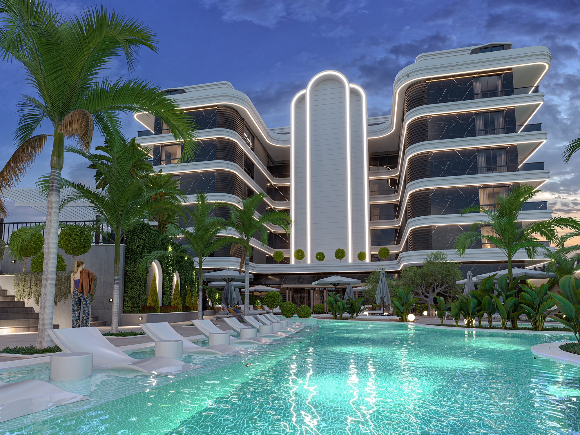 Luxury 1+1 Apartment with Sea and Castle Views, Alanya - Kestel
