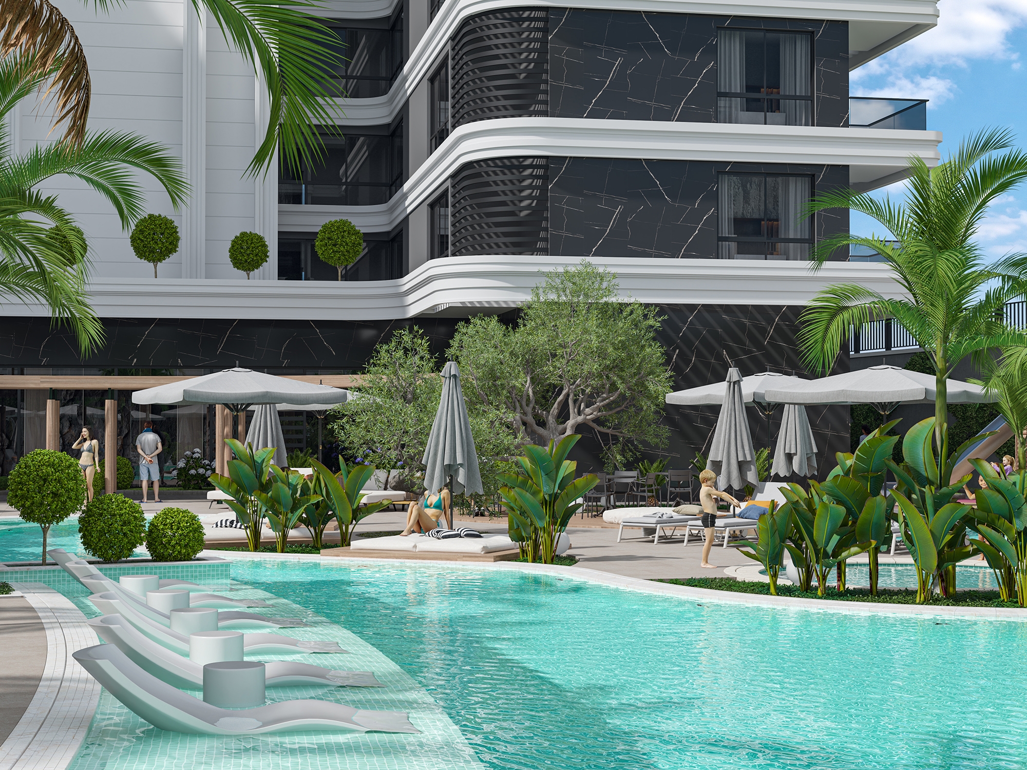 Luxury 1+1 Apartment with Sea and Castle Views, Alanya - Kestel