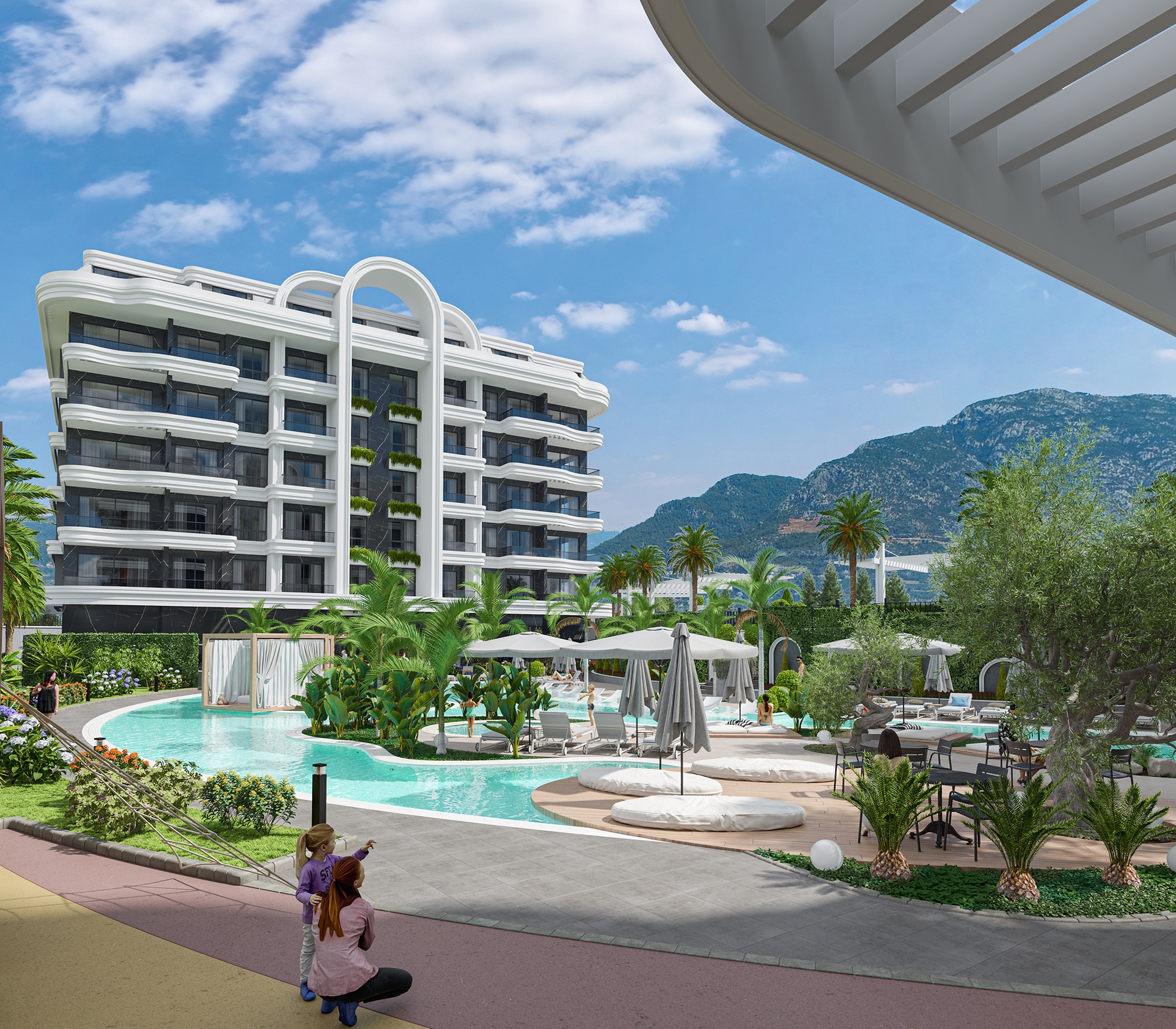 Luxury 1+1 Apartment with Sea and Castle Views, Alanya - Kestel