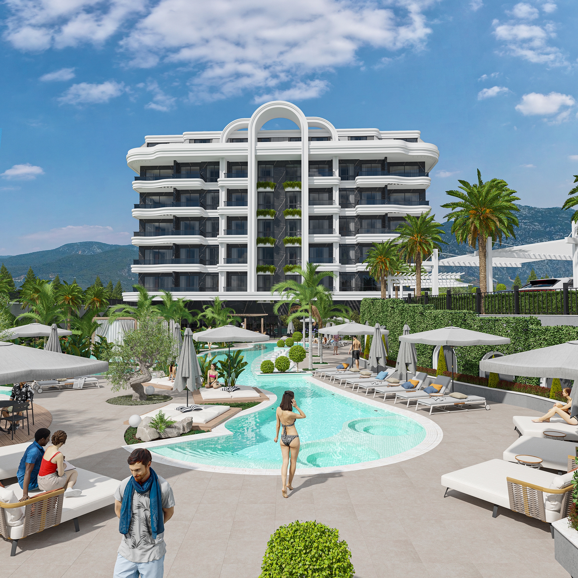 Luxury 1+1 Apartment with Sea and Castle Views, Alanya - Kestel