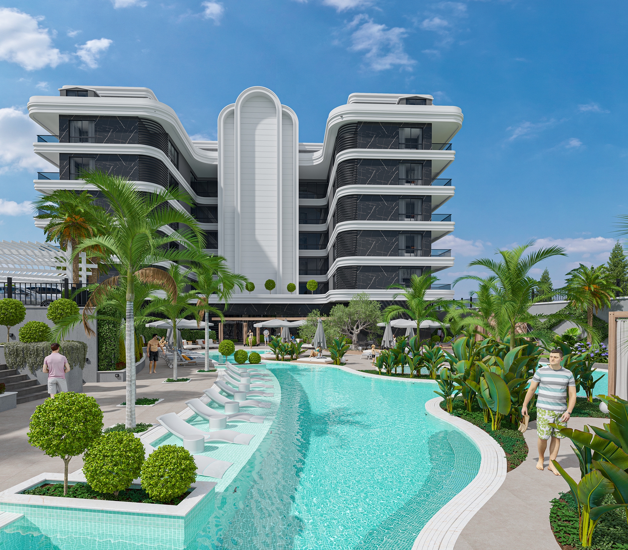 Luxury 1+1 Apartment with Sea and Castle Views, Alanya - Kestel