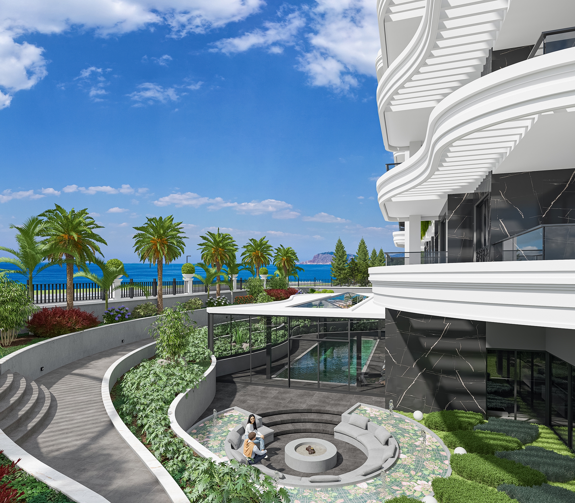 Luxury 1+1 Apartment with Sea and Castle Views, Alanya - Kestel