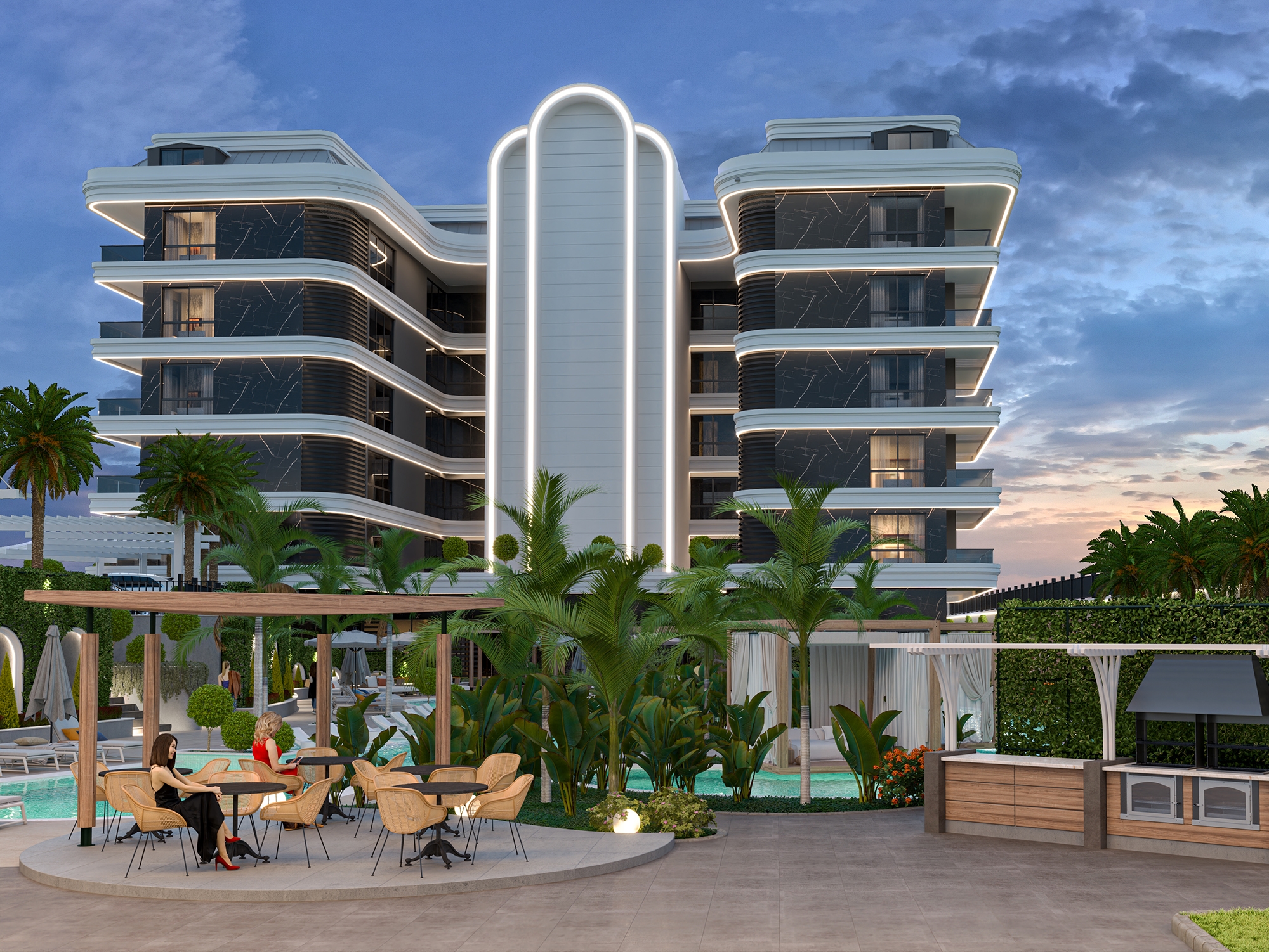 Luxury 1+1 Apartment with Sea and Castle Views, Alanya - Kestel