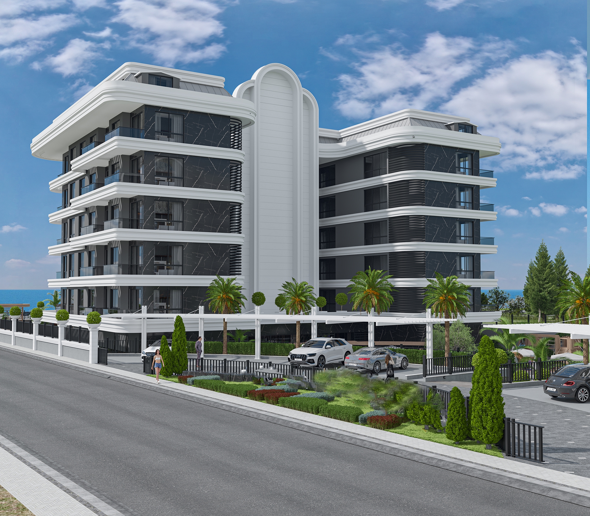 Luxury 1+1 Apartment with Sea and Castle Views, Alanya - Kestel