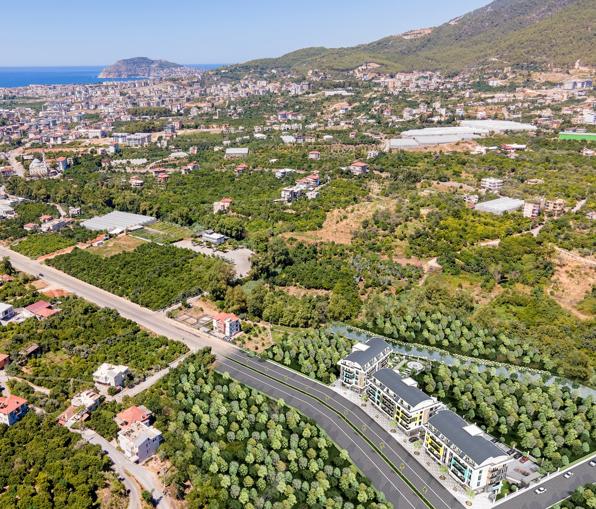 Luxuriöses 1+1 Apartment mit Burg- und Bergblick in Alanya - Oba
