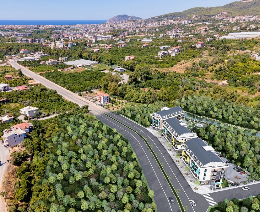 Luxuriöses 1+1 Apartment mit Burg- und Bergblick in Alanya - Oba