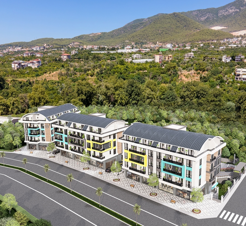 Luxuriöses 1+1 Apartment mit Burg- und Bergblick in Alanya - Oba