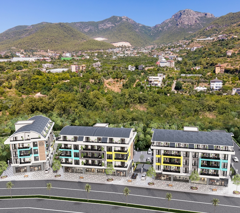 Luxuriöses 1+1 Apartment mit Burg- und Bergblick in Alanya - Oba