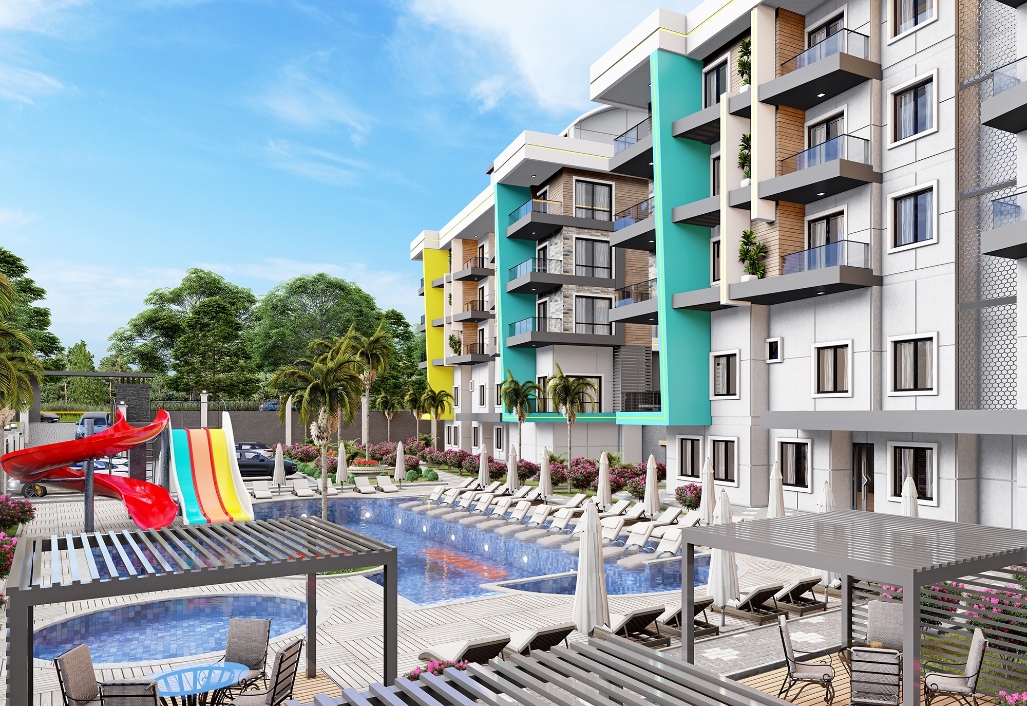 Luxuriöses 1+1 Apartment mit Burg- und Bergblick in Alanya - Oba