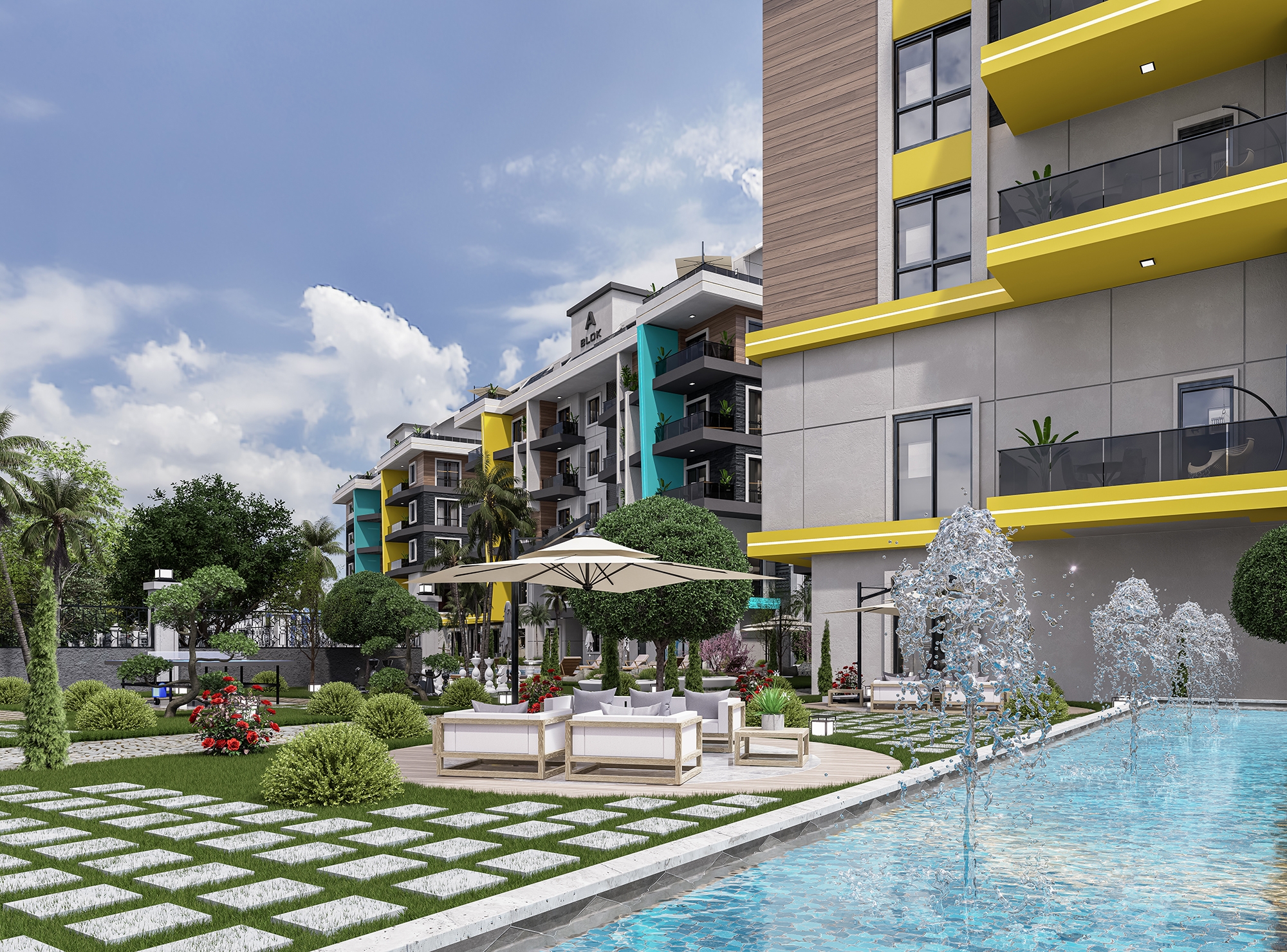 Luxuriöses 1+1 Apartment mit Burg- und Bergblick in Alanya - Oba