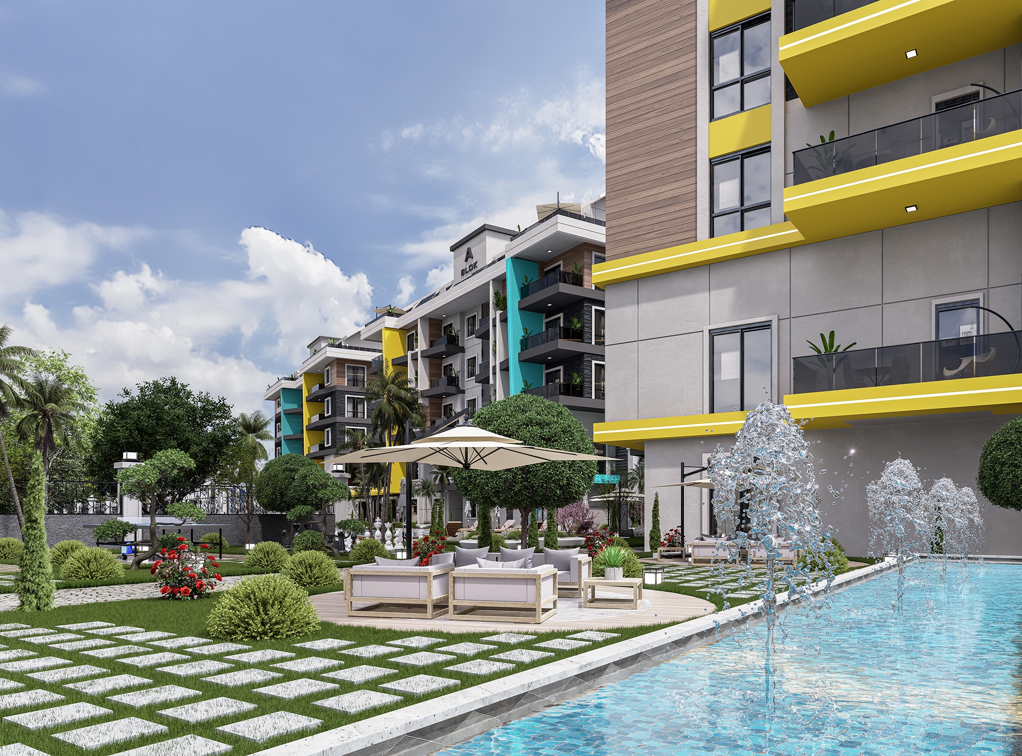 Luxuriöses 1+1 Apartment mit Burg- und Bergblick in Alanya - Oba