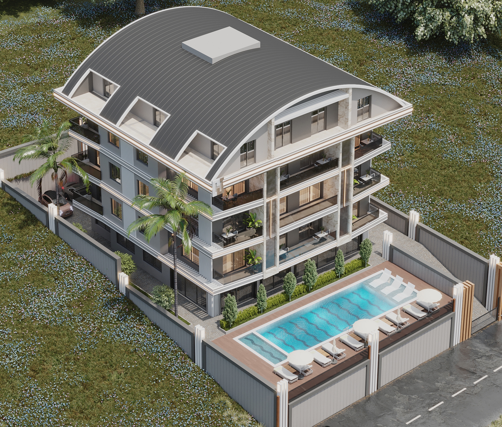 Luxuriöse 1+1 Wohnung mit atemberaubendem Blick im Zentrum von Alanya