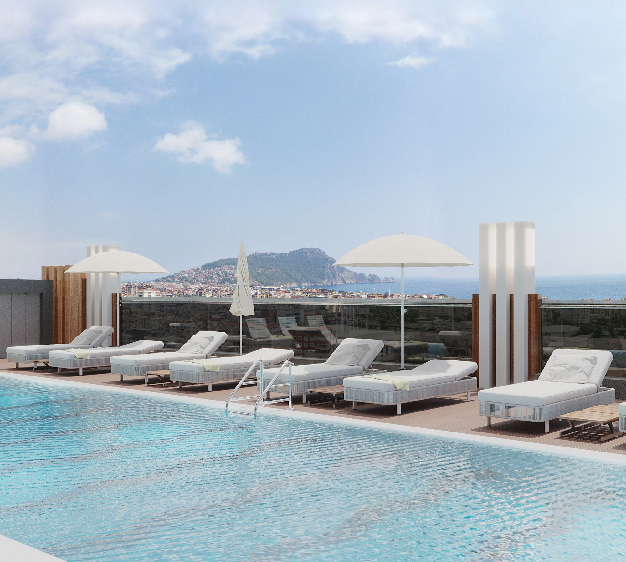 Luxuriöse 1+1 Wohnung mit atemberaubendem Blick im Zentrum von Alanya