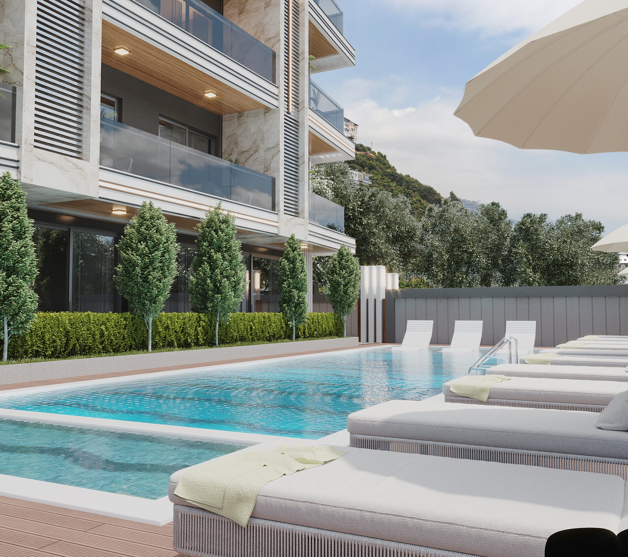 Luxuriöse 1+1 Wohnung mit atemberaubendem Blick im Zentrum von Alanya