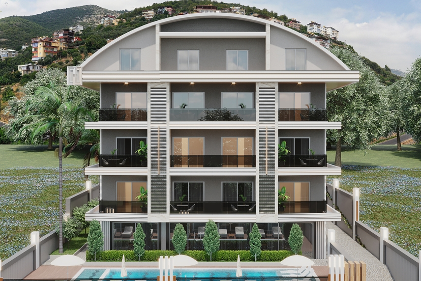 Luxuriöse 1+1 Wohnung mit atemberaubendem Blick im Zentrum von Alanya