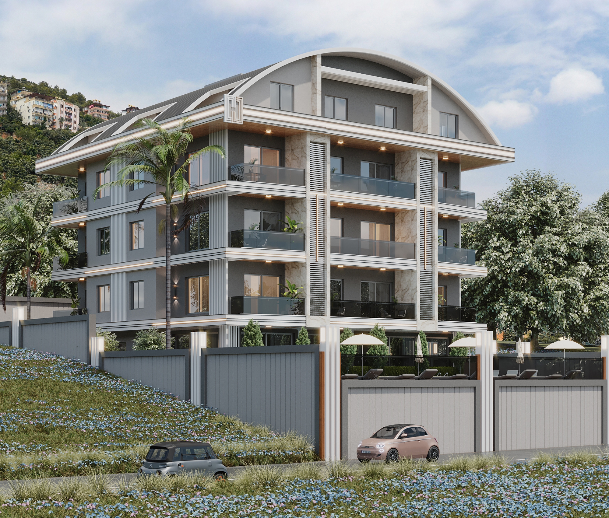 Luxuriöse 1+1 Wohnung mit atemberaubendem Blick im Zentrum von Alanya