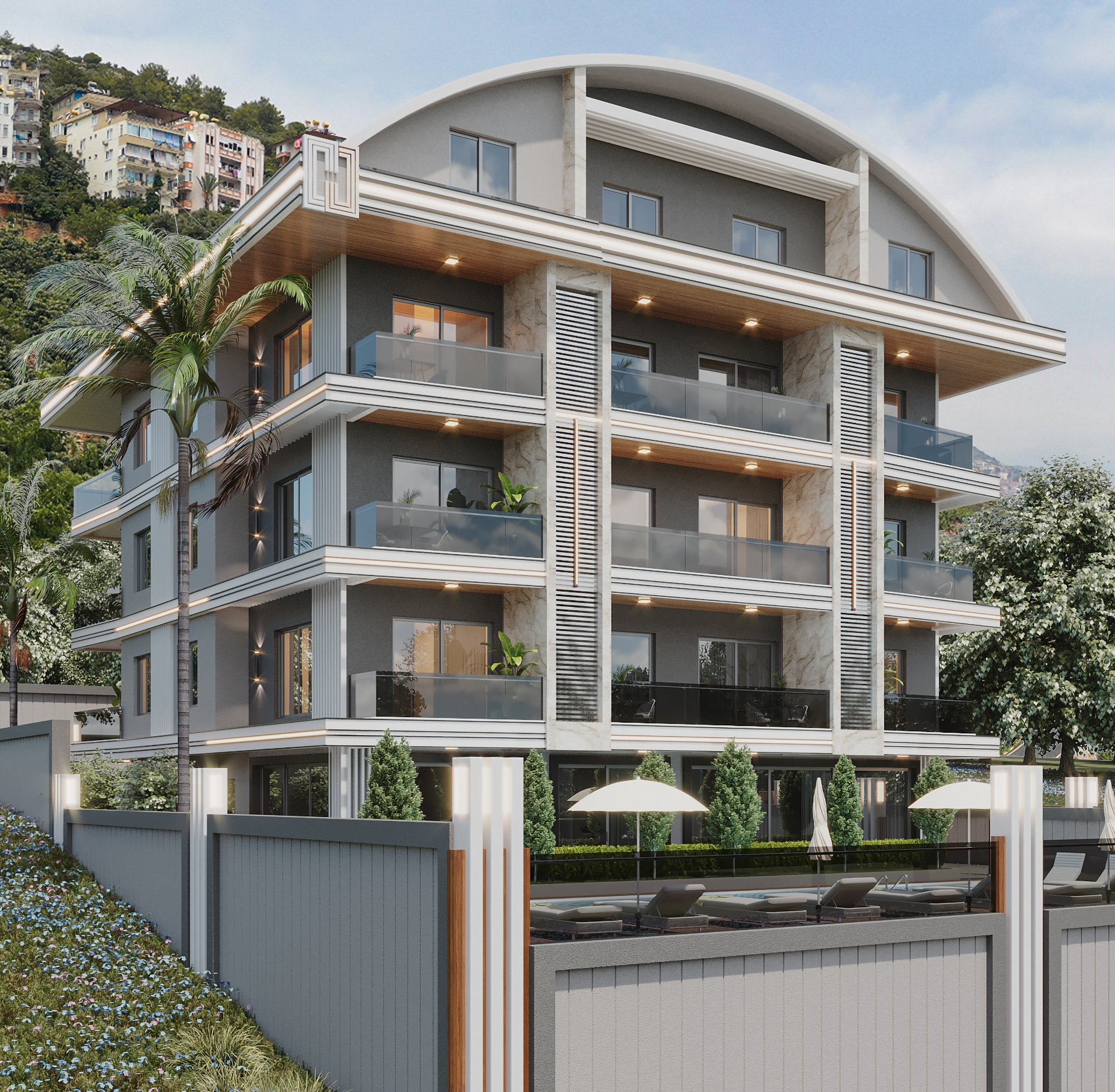 Luxuriöse 1+1 Wohnung mit atemberaubendem Blick im Zentrum von Alanya