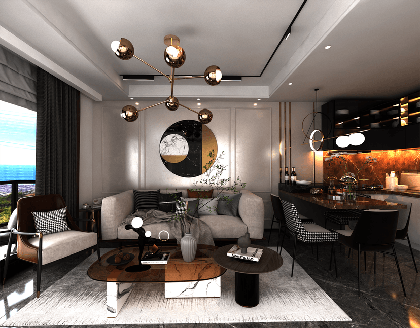Luxuriöse 1+1 Wohnung mit atemberaubendem Blick im Zentrum von Alanya