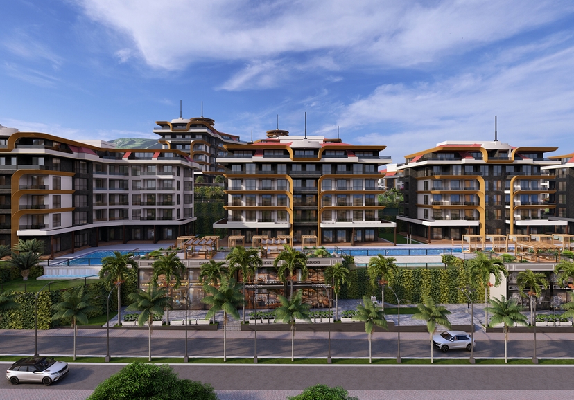 Luksus 1+1 Lejlighed med Hav- og Slotsudsigt i Kestel, Alanya