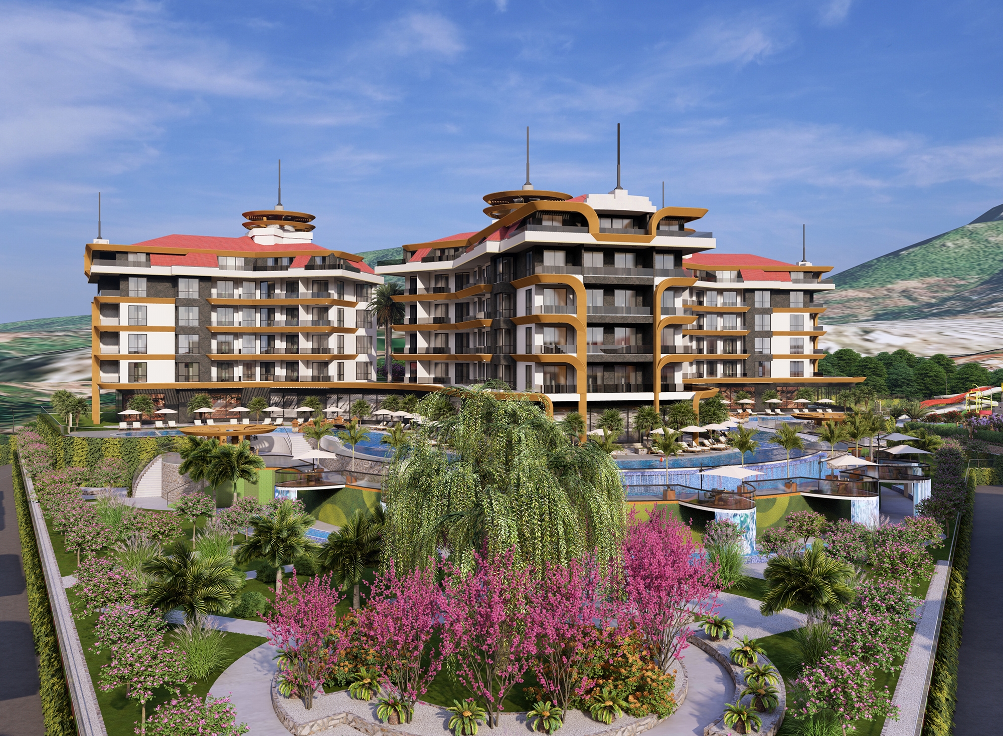 Luksus 1+1 Lejlighed med Hav- og Slotsudsigt i Kestel, Alanya