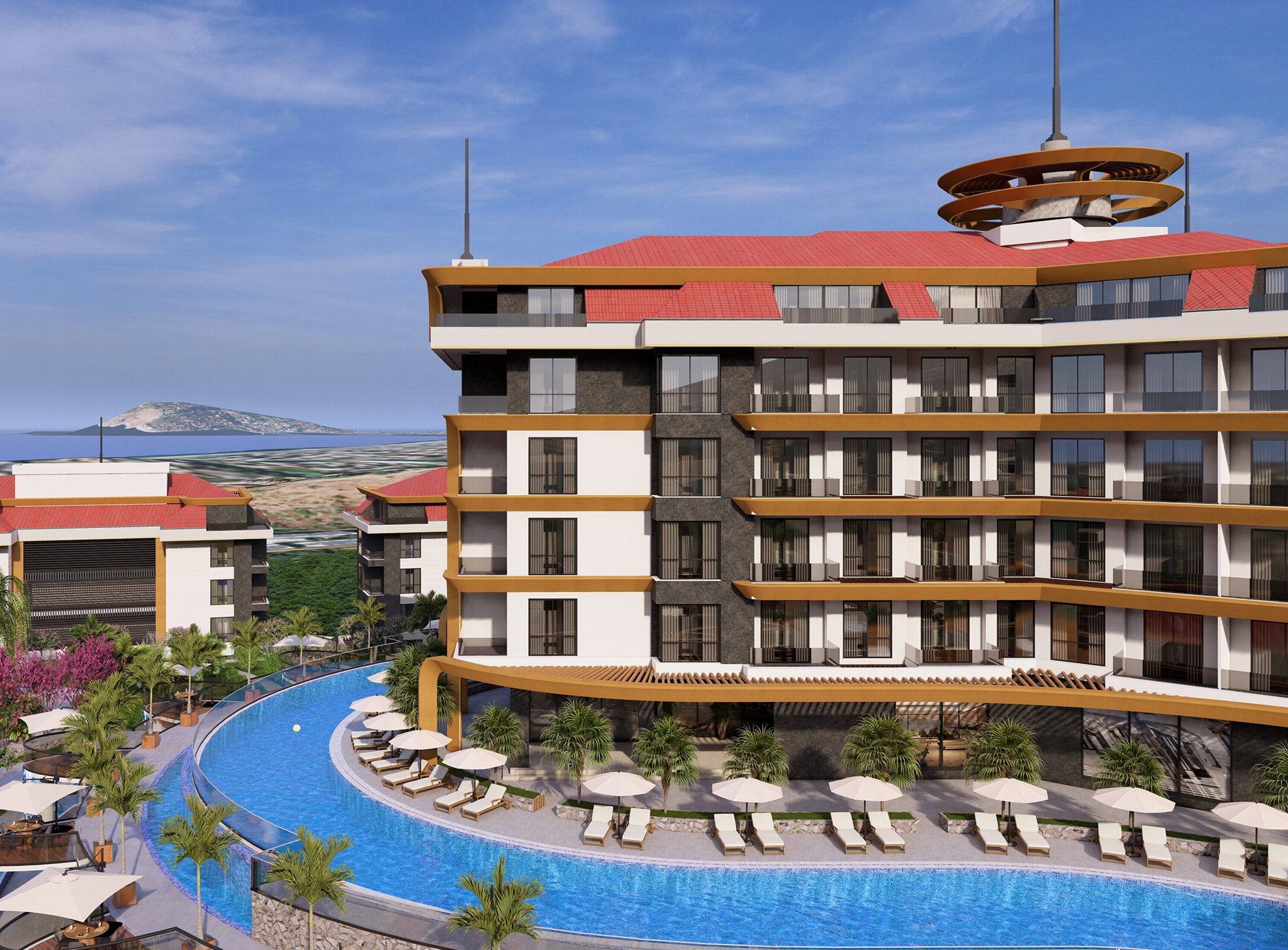 Luksus 1+1 Lejlighed med Hav- og Slotsudsigt i Kestel, Alanya