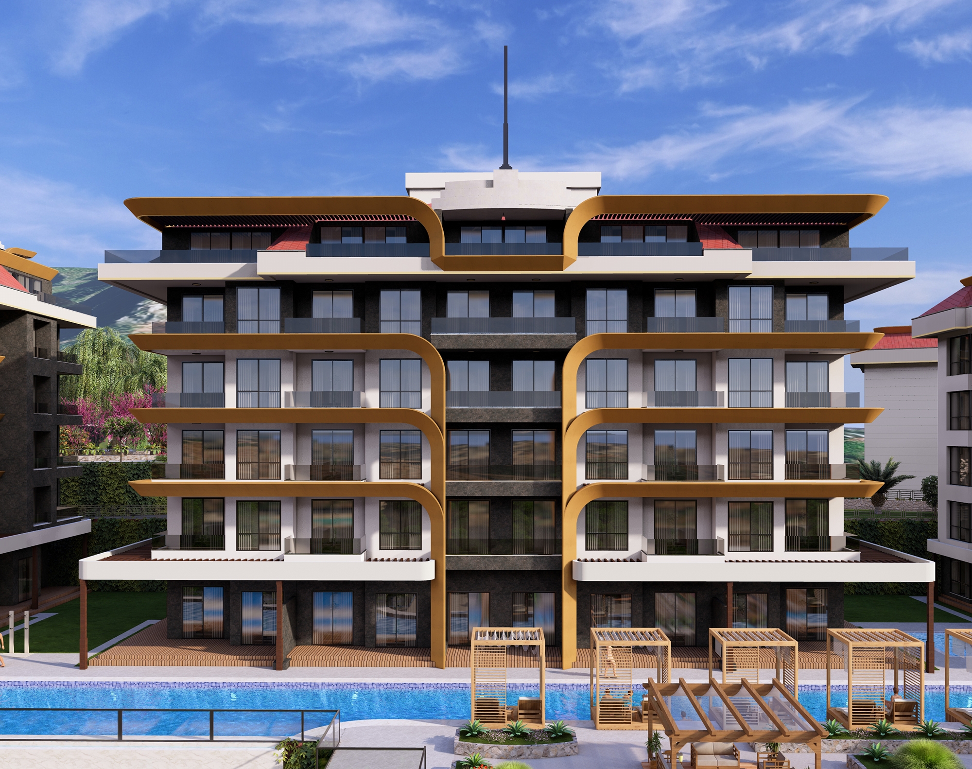 Luksus 1+1 Lejlighed med Hav- og Slotsudsigt i Kestel, Alanya