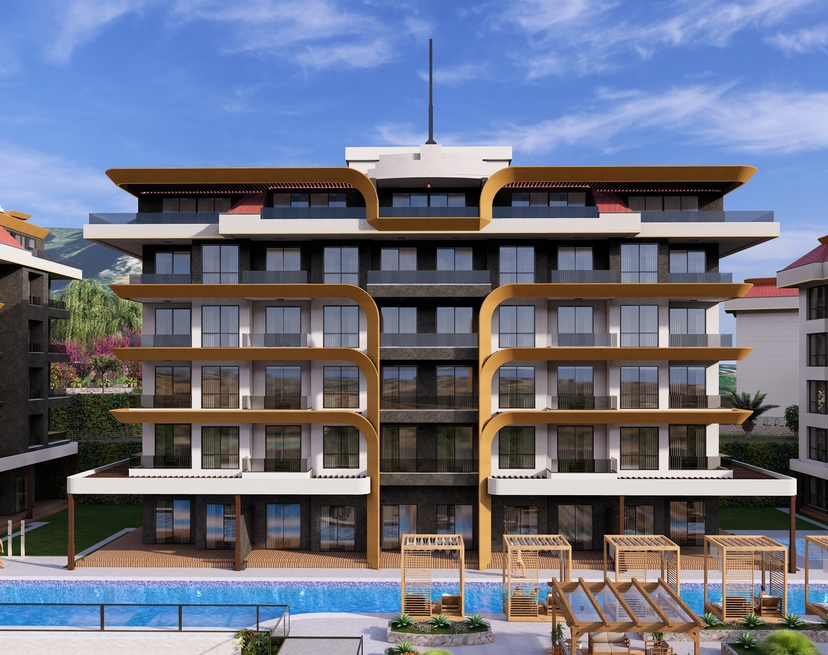 Luksus 1+1 Lejlighed med Hav- og Slotsudsigt i Kestel, Alanya