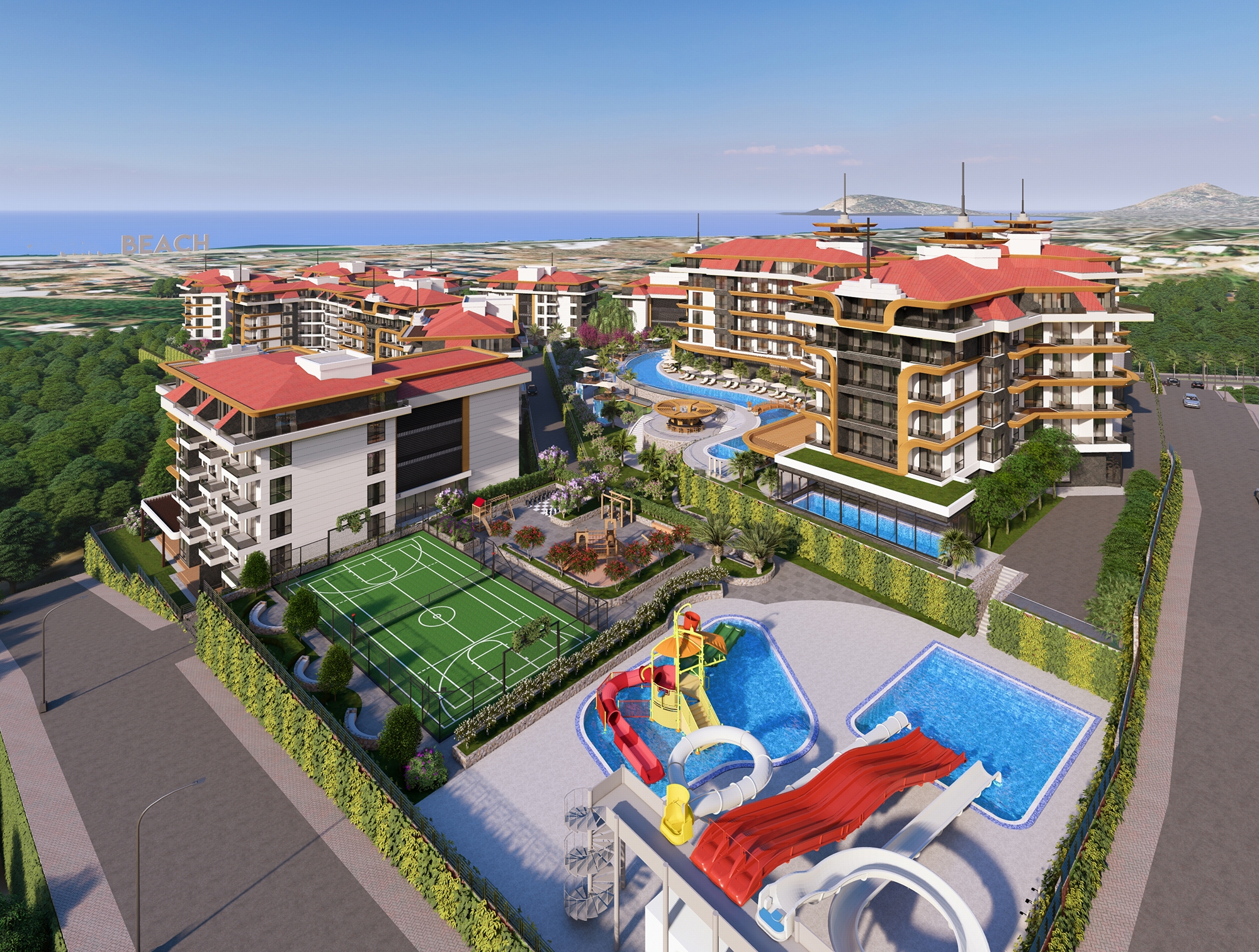 Luksus 1+1 Lejlighed med Hav- og Slotsudsigt i Kestel, Alanya