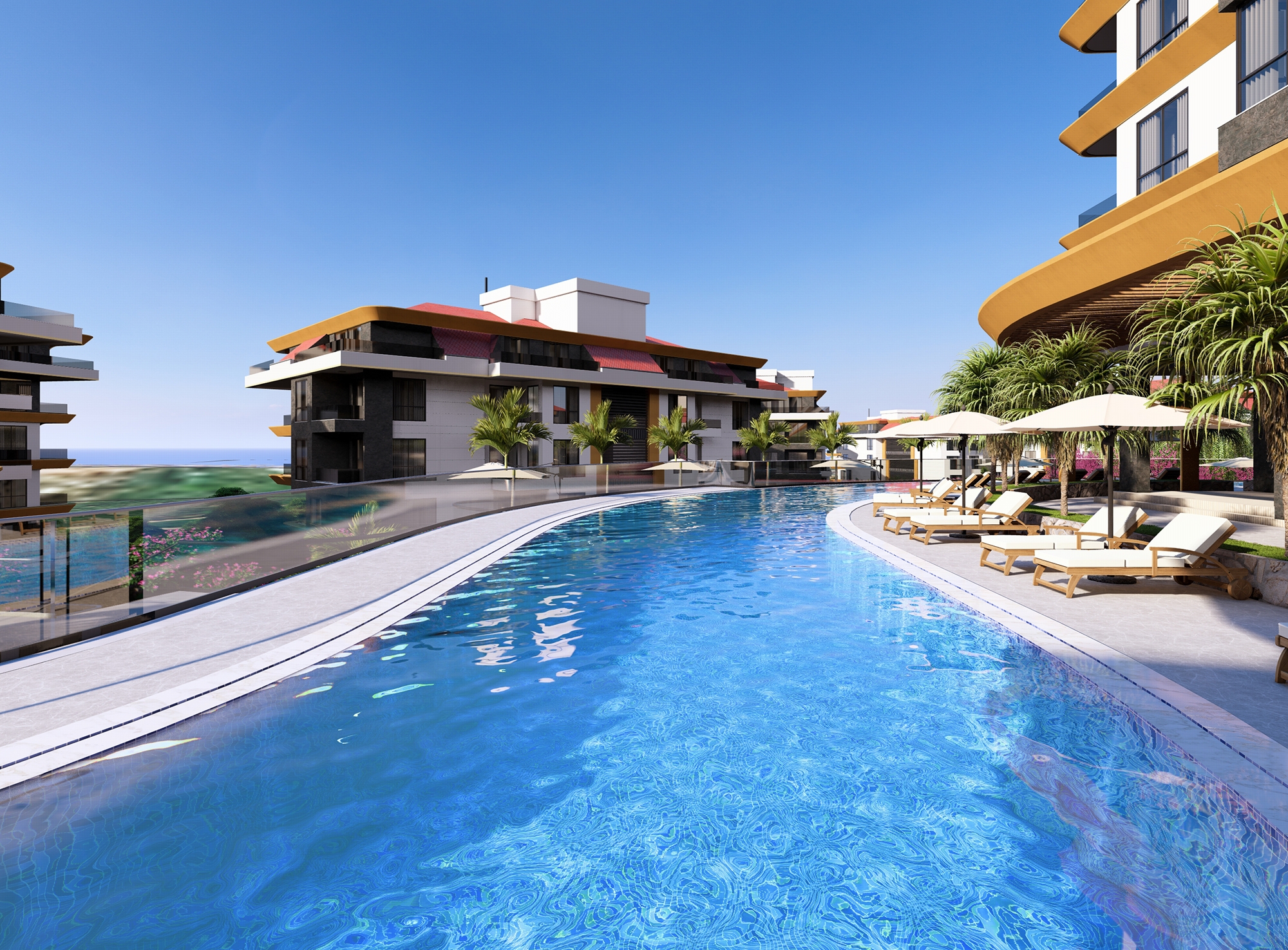 Luksus 1+1 Lejlighed med Hav- og Slotsudsigt i Kestel, Alanya
