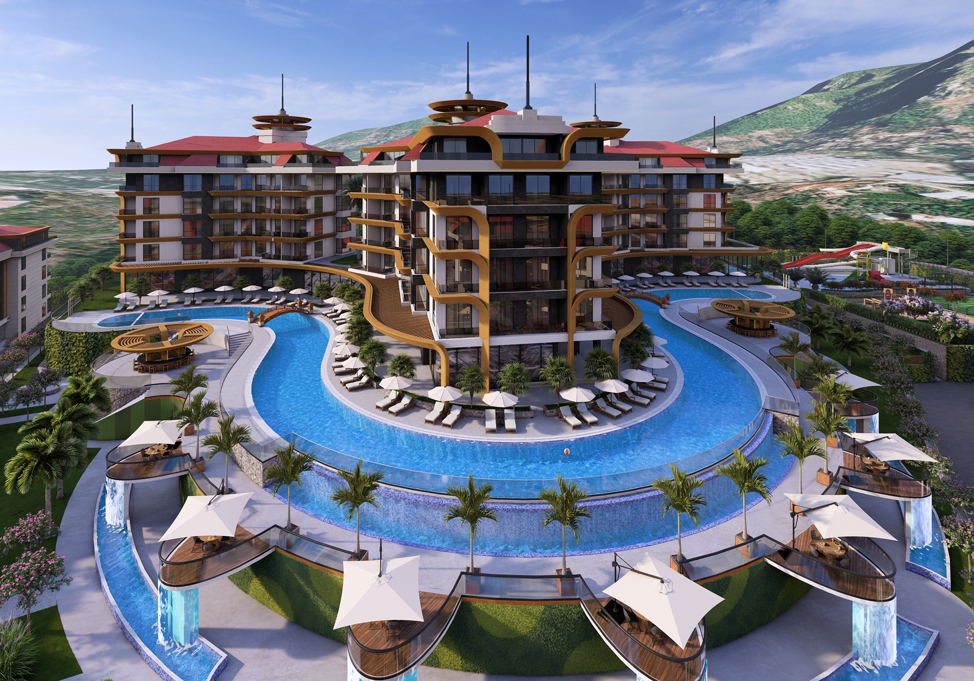 Luksus 1+1 Lejlighed med Hav- og Slotsudsigt i Kestel, Alanya