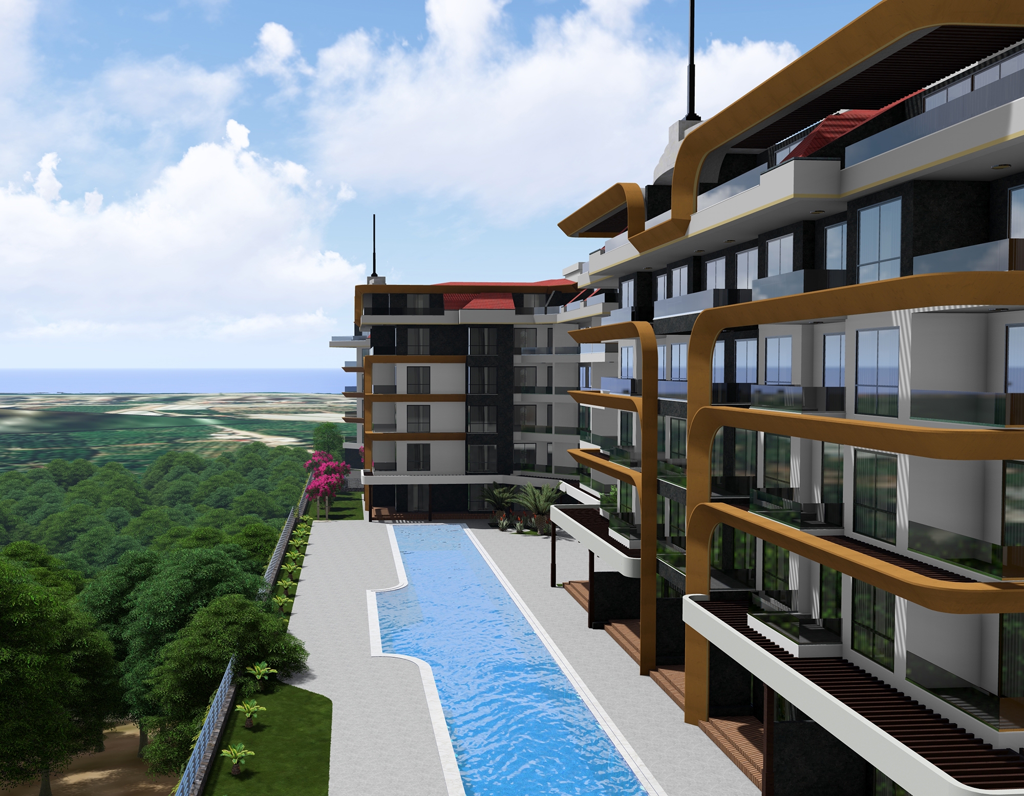 Luksus 1+1 Lejlighed med Hav- og Slotsudsigt i Kestel, Alanya