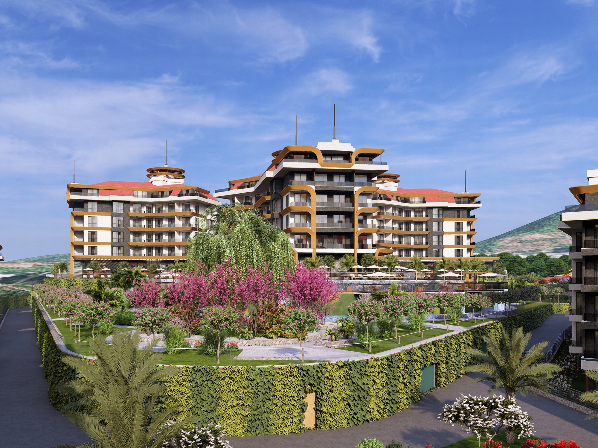 Luksus 1+1 Lejlighed med Hav- og Slotsudsigt i Kestel, Alanya