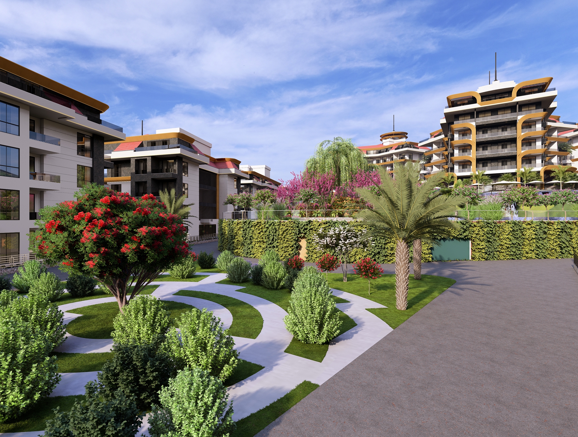 Luksus 1+1 Lejlighed med Hav- og Slotsudsigt i Kestel, Alanya