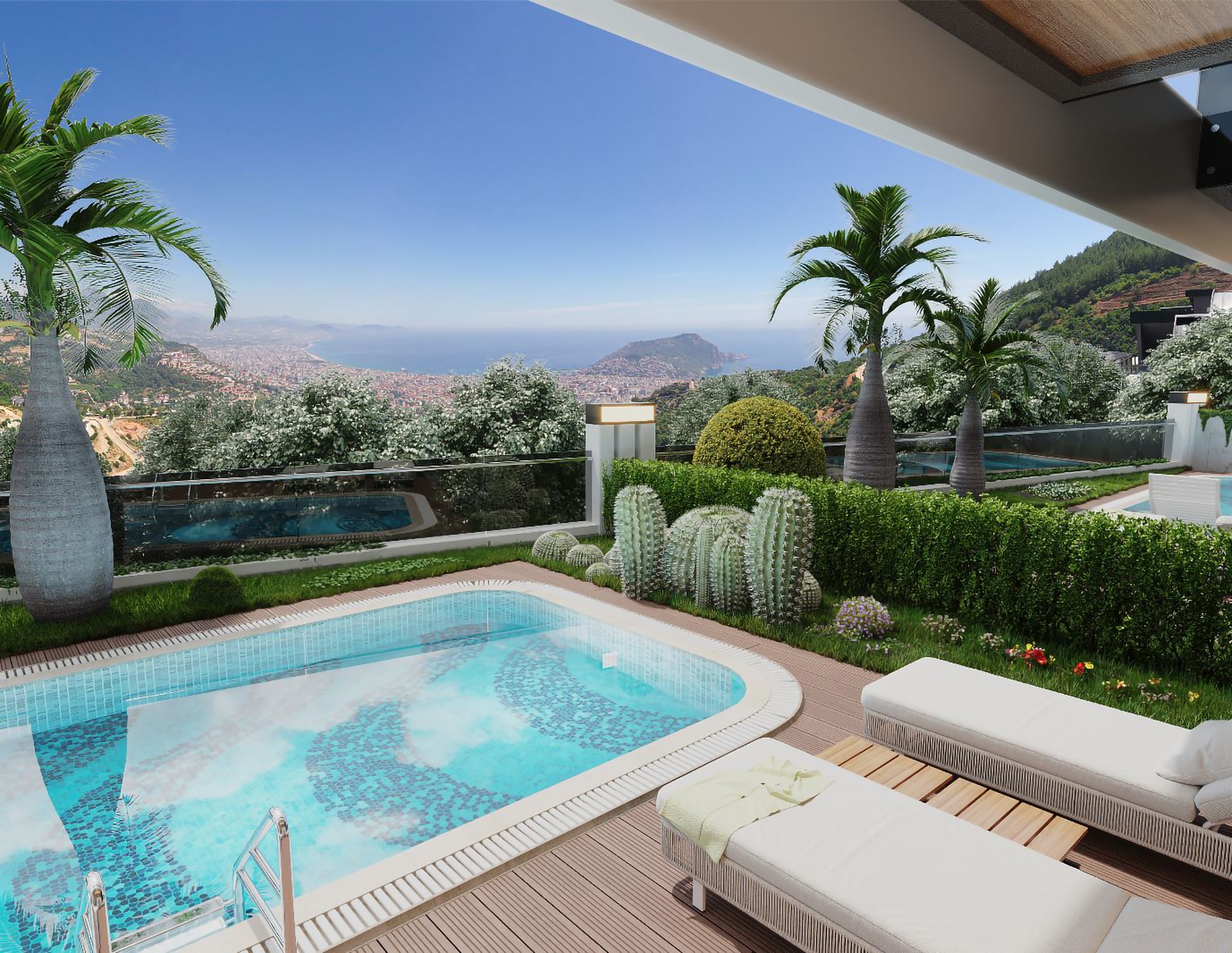 Luxuriöse 3+1 Villa mit atemberaubendem Blick in Alanya Tepe